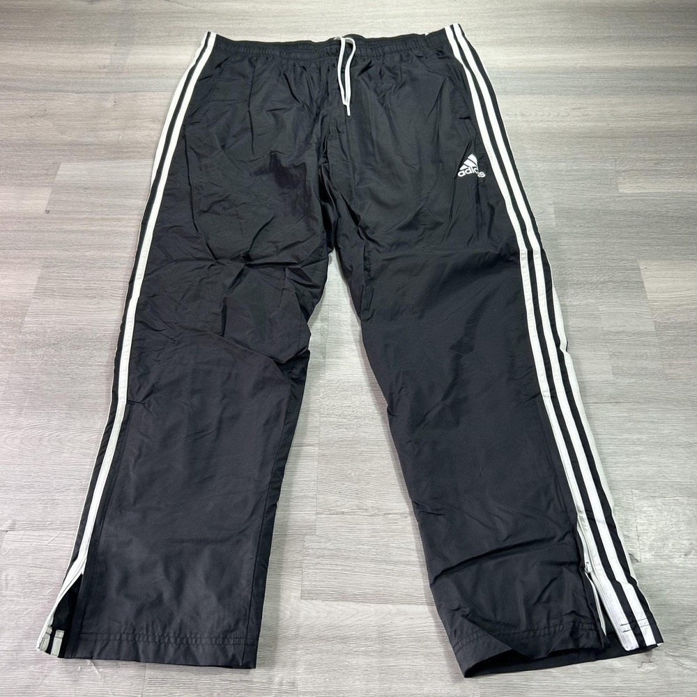 Adidas Climalite Track Pants Mens XL Black 3 Stripe Zip Hem Athletic AB2697